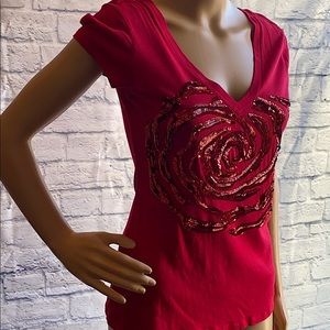 Ladies Express Sequin detail Tee